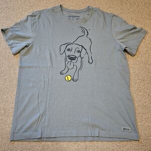 Life is Good Men's T-Shirt Dog with Ball